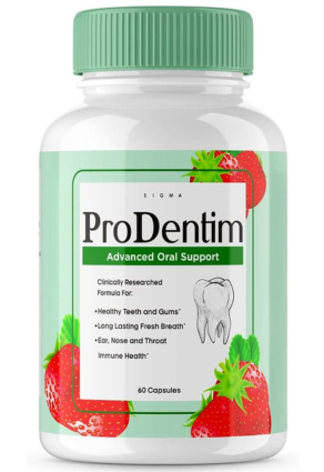 ProDentim oral probiotic bottle with strawberry flavor